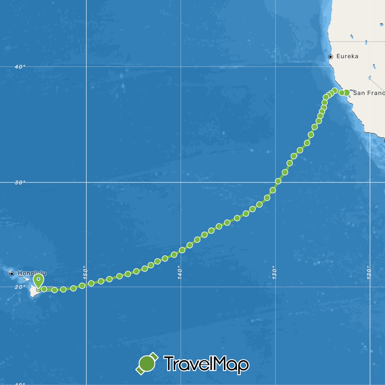 TravelMap itinerary: boat, rowing in United States (North America)